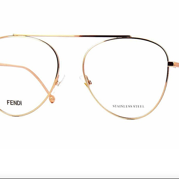 FENDI Demo Aviator Ladies Eyeglasses Ff 0352 0j5g 56 In Gold rose Tone main image 4